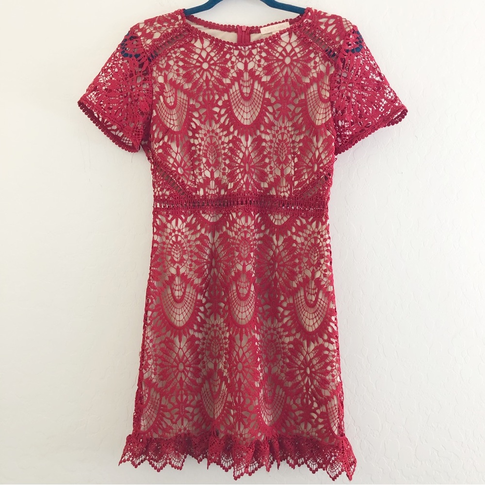 Hidden Label Red Lace Dress size Medium